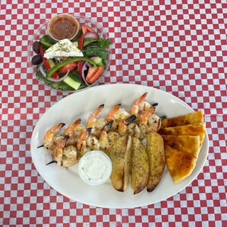 2 Shrimp Skewer (Souvlaki) Platter