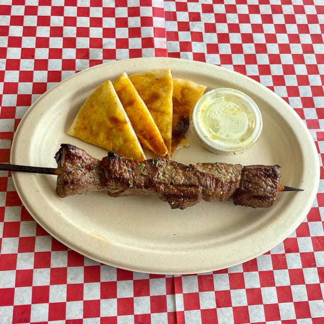 1 Beef Skewers (Souvlaki) Platter.