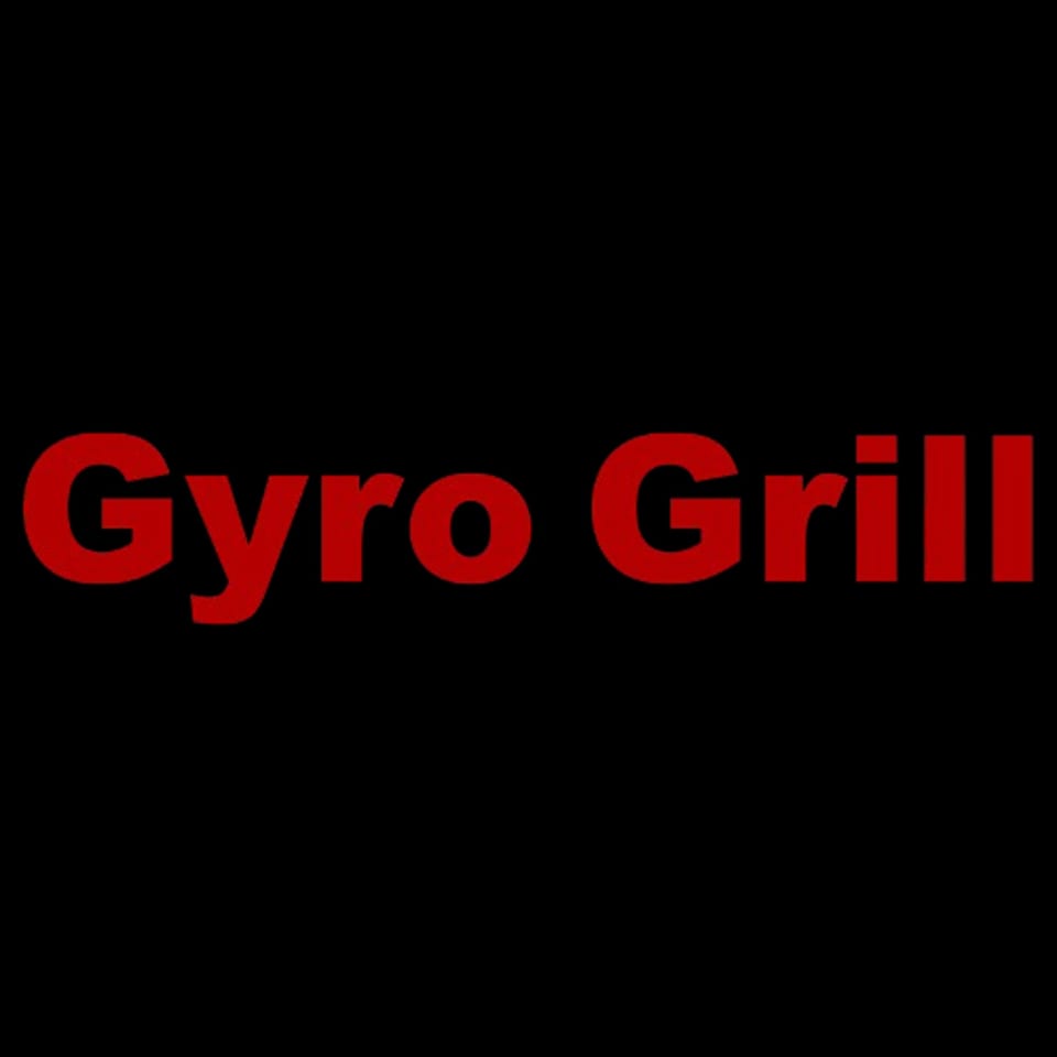 The words "Gyro Grill" in bold red text on a black background.