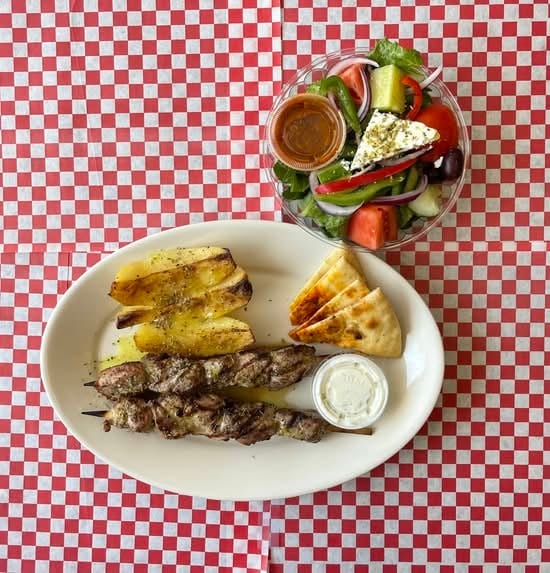 Pork Skewers (Souvlaki) Platter.