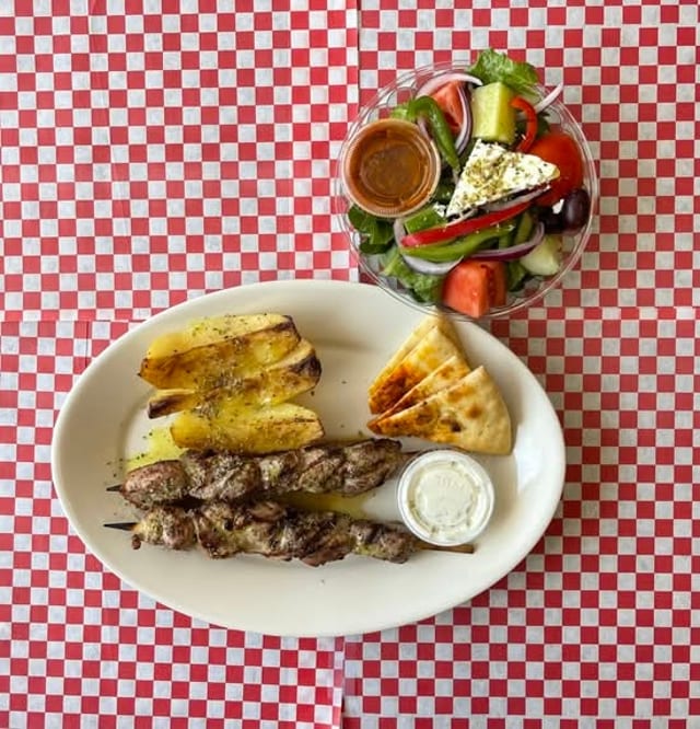 Pork Skewers (Souvlaki) Platter.
