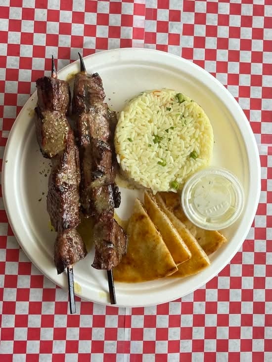 Beef Skewers (Souvlaki) Platter.