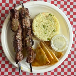 2 Beef Skewers (Souvlaki) Platter